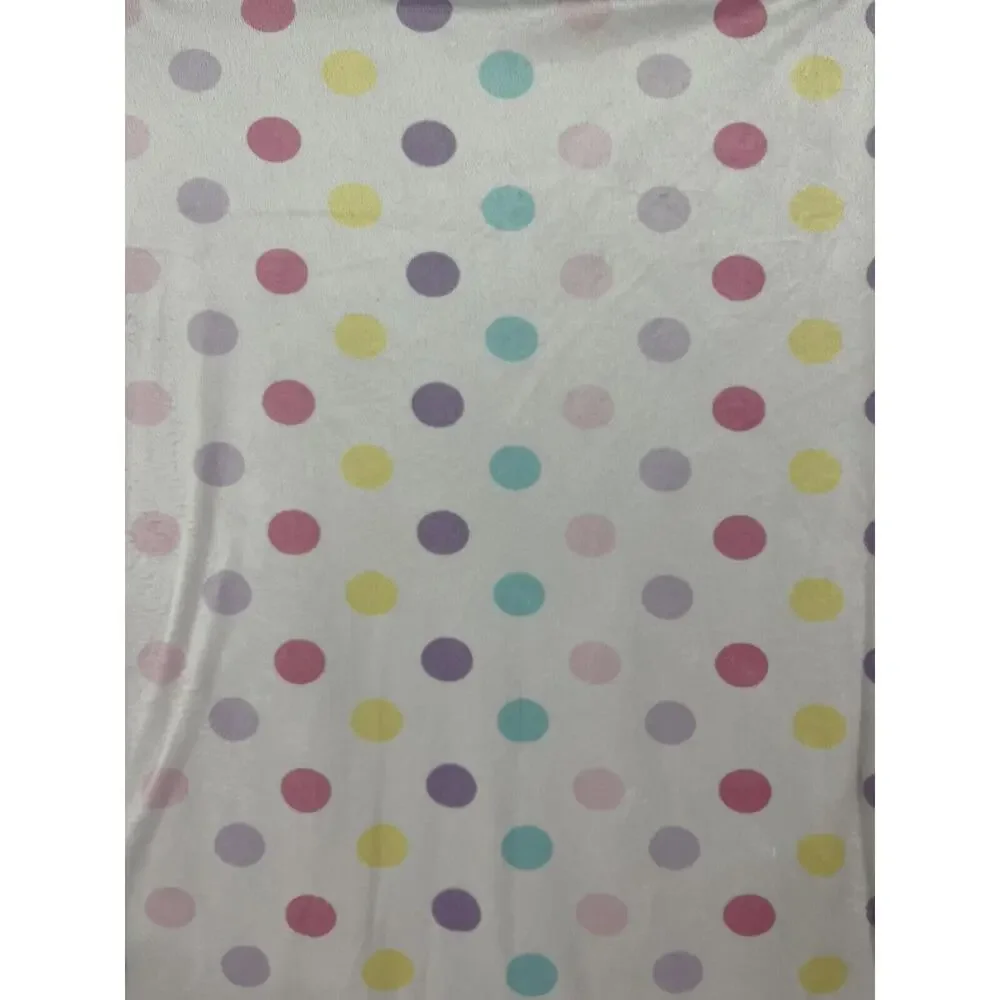 Nuby Light Pink Polka Dot Baby Blanket Sherpa Soft Purple Yellow White Blue